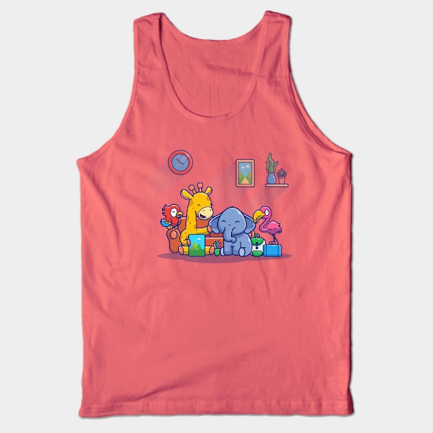 Happy Animals Playing Cartoon Tank Top by Catalyst Labs